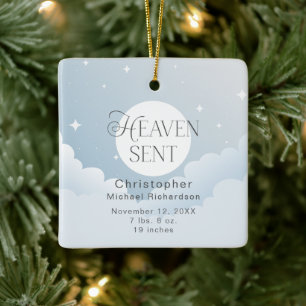 Heaven Sent Blue Clouds Baby's 1. Weihnachten Keramikornament