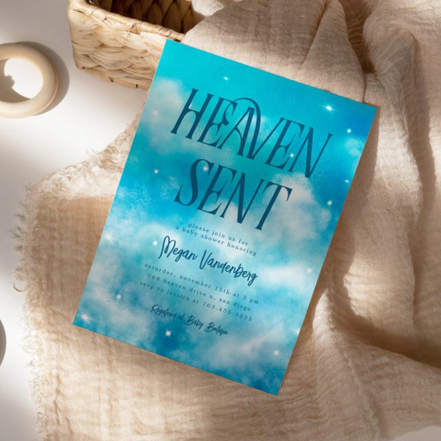Heaven Sent Blue Sky Baby Dusche Einladung (Von Creator hochgeladen)