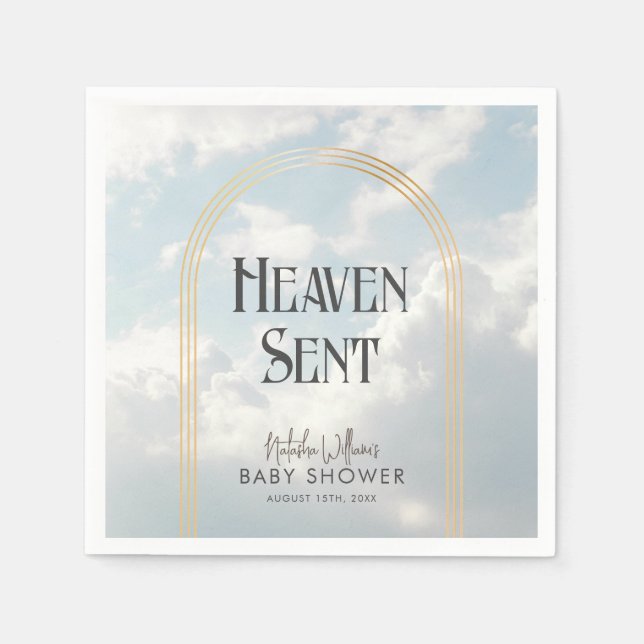 Heaven Sent Clouds Sky Boho Arch Baby Dusche Serviette (Vorderseite)