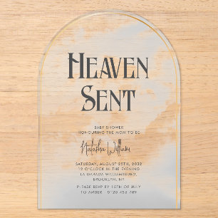 Heaven Sent Cloudy Baby Dusche Akryllische Einladu Acryleinladungen