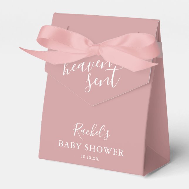 Heaven Sent Dusty Rose Pink Girl Babydusche Geschenkschachtel (Vorderseite)