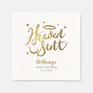 Heaven Sent Elegante Baby Dusche Gold Glitzer Serviette
