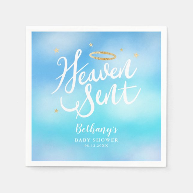 Heaven Sent Elegante Blue Sky Baby Dusche Serviette (Vorderseite)