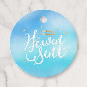 Heaven Sent Gold Halo Baby Dusche blau Geschenkanhänger
