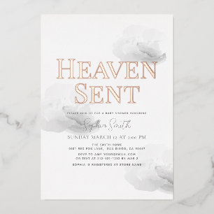 Heaven Sent Gray Cloud Gender-neutrale Baby-Dusche Folieneinladung