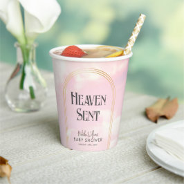 Heaven Sent Pink Cloudy Boho Arch Baby Dusche Pappbecher