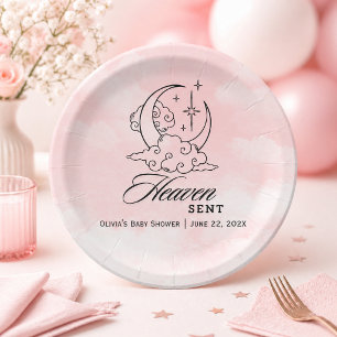 Heaven Sent Pink Moon Stars Kinderdusche Pappteller