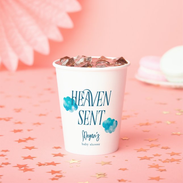 Heaven Sent Religious Boy Baby Shower Pappbecher (Insitu)