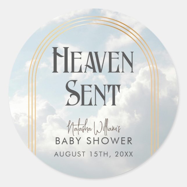 Heaven Sent Sky Blue Clouds Baby Shockhecker Runder Aufkleber (Vorderseite)