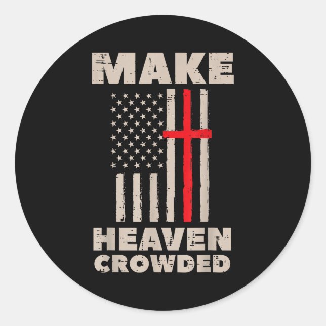 Heaven Us Flag Patriotic Christian Religious God J Runder Aufkleber (Vorderseite)