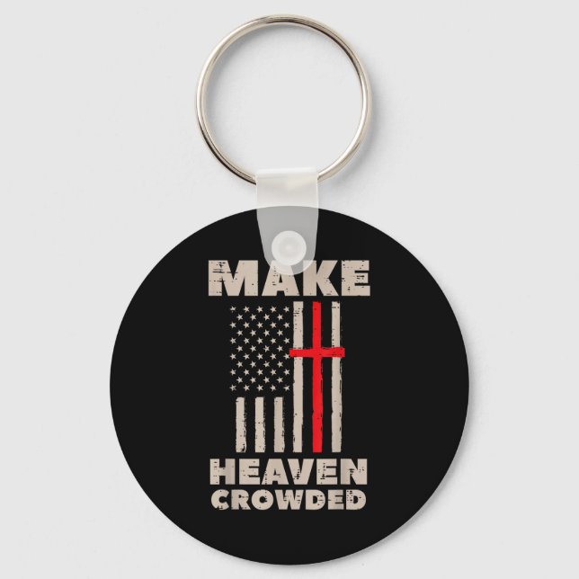 Heaven Us Flag Patriotic Christian Religious God J Schlüsselanhänger (Vorderseite)