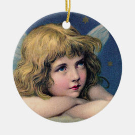 Heavenly angel daydreaming on a cloud in the sky keramik ornament