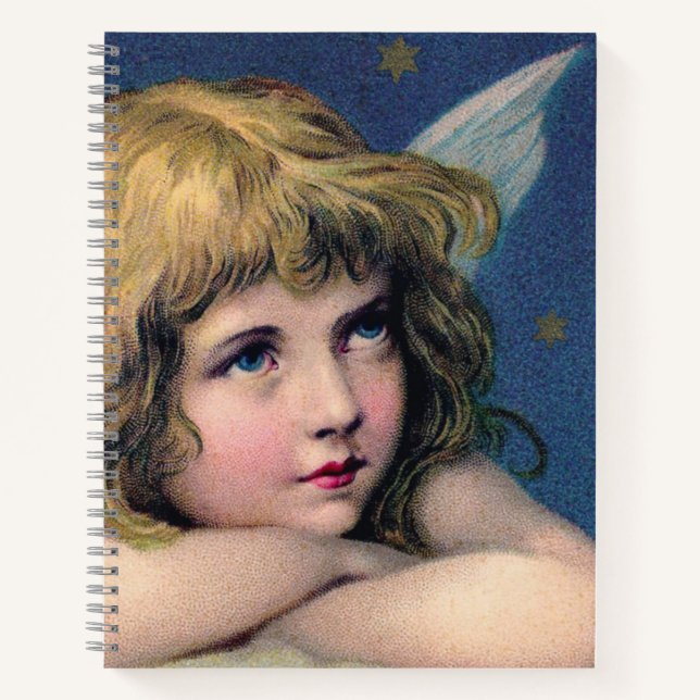 Heavenly angel daydreaming on a cloud in the sky notizbuch (Vorderseite)