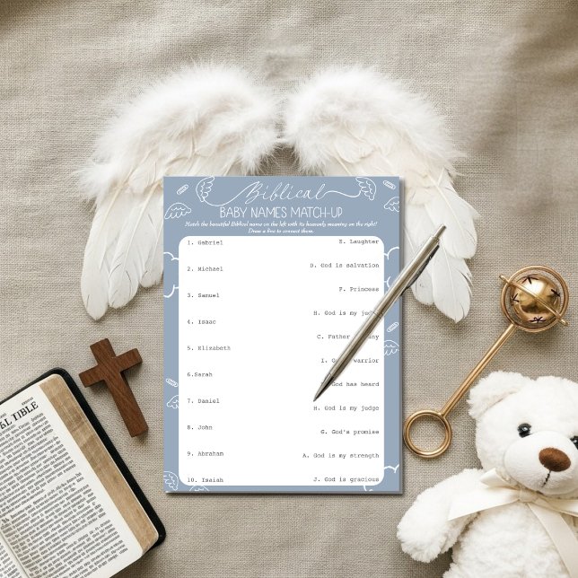 Heavenly Blue Biblical Baby Names Match-Up   Einladung (Heavenly Blue Biblical Baby Names Match-Up)