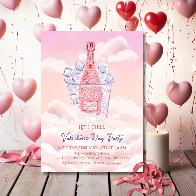 Heavenly Champagne Bucket Valentine's Party Einladung (Von Creator hochgeladen)