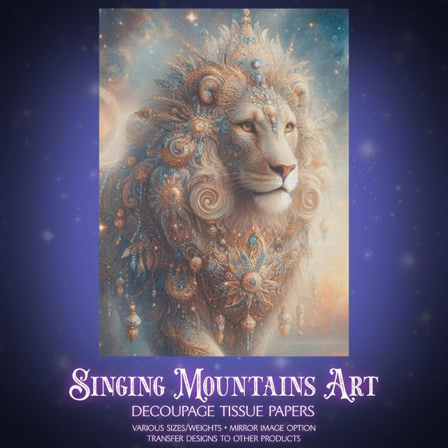 Heavenly Lion with Beaded Details Craft Decoupage Seidenpapier (Von Creator hochgeladen)