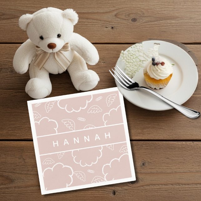 Heavenly Personalized Angel Halo Cloud  Pink   Serviette (Heavenly Personalized Angel Halo Cloud Pink)