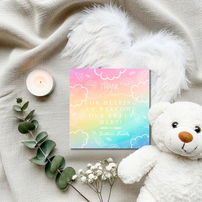 Heavenly Rainbow  Labor & Delivery NICU Hospital   Dankeskarte (Heavenly Rainbow Labor & Delivery NICU Hospital Thank You Card)