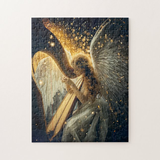 Heavenly Serenity Female Angel Playing the Harp (Vertikal)