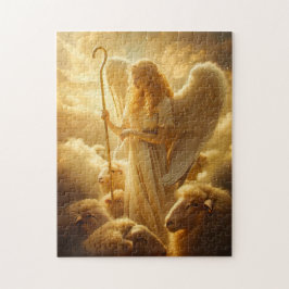 Heavenly Serenity Female Angel with Sheep and Shep