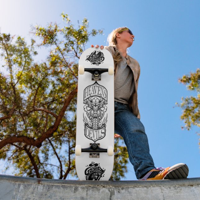 Heavens Devils – Totenkopf-Biker-Skateboard-Deck Skateboard (Außenbereich 1)