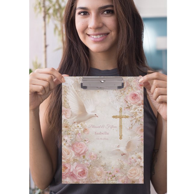 Heaveny Blush & Gold Quince, kundenspezifisch Klemmbrett (Von Creator hochgeladen)