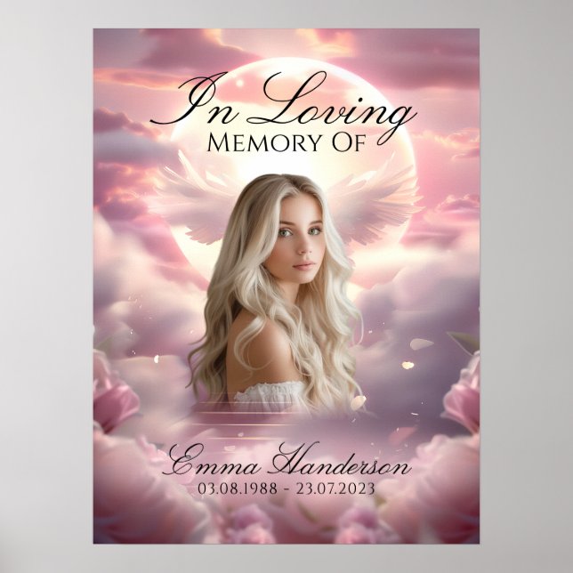 Heaveny Wings Memorial Welcome Sign Poster (Vorne)