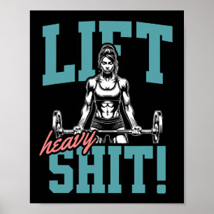 Heavy 2 Funny Gym Workout T-Shirt Powerlift Hu Poster