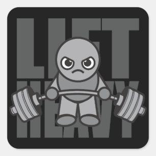 Heavy - Anime Kawaii Workout Motivierend Quadratischer Aufkleber