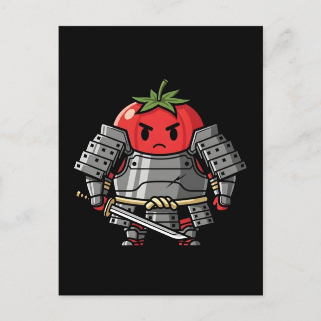 Heavy Armored Tomato Samurai Warrior Illustration Postkarte (Vorderseite)