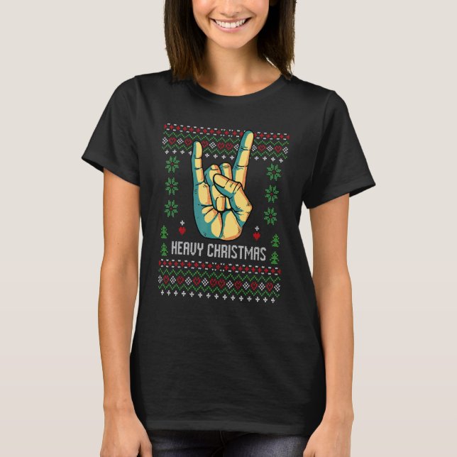 Heavy Christmas Death Metal Ugly Xmas Sweater Heav T-Shirt (Vorderseite)