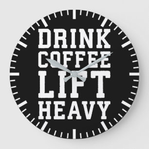Heavy, Drink Coffee - Funny Gym Motivierend Große Wanduhr