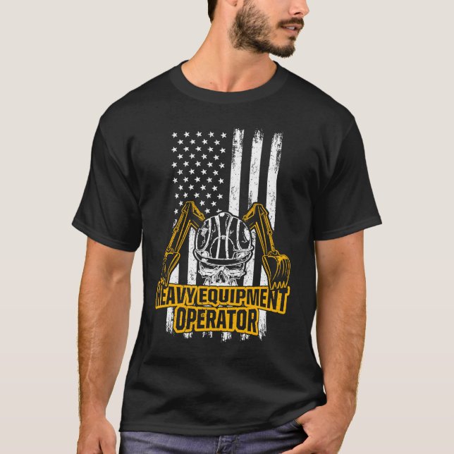 Heavy Equipment Operator US Flag T-Shirt (Vorderseite)