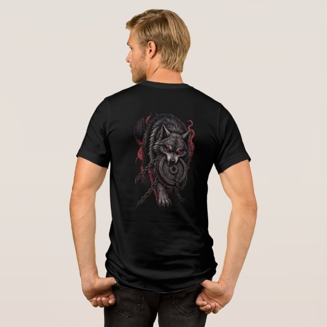 🐺 Heavy & Haunted Blood Moon Wolf Shield Shirt (Rückseite voll)