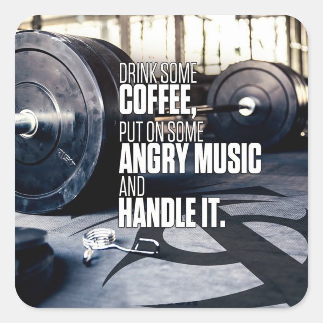 Heavy Inspiration - Kaffee und graue Musik Quadratischer Aufkleber (Vorderseite)