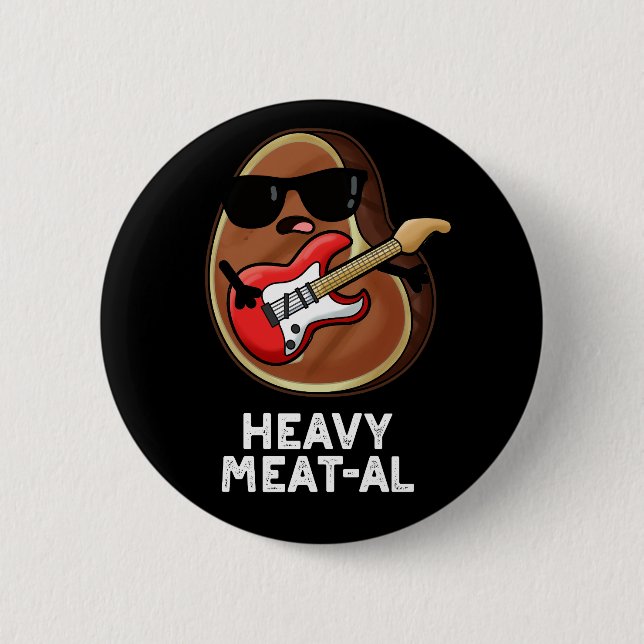 Heavy Meat al Funny Meat Steak Pun Dark BG Button (Vorderseite)