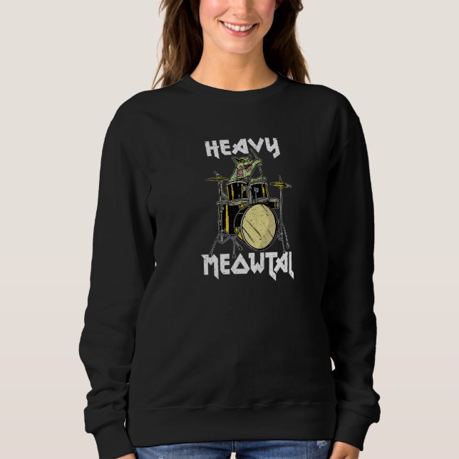 Heavy Meowtal Funny Death Metal Halloween Zombie C Sweatshirt (Vorderseite)