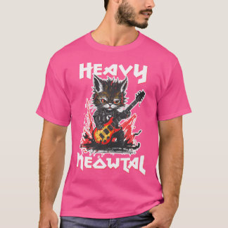Heavy Metal Cat Playing Gitarre Rock Cat Music Hea T-Shirt