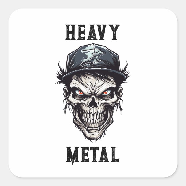Heavy Metal Evil Halloween Untot Zombie Portrait Quadratischer Aufkleber (Vorderseite)