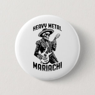 Heavy Metal Gitarrist Funny Cinco De Mayo Mariachi Button