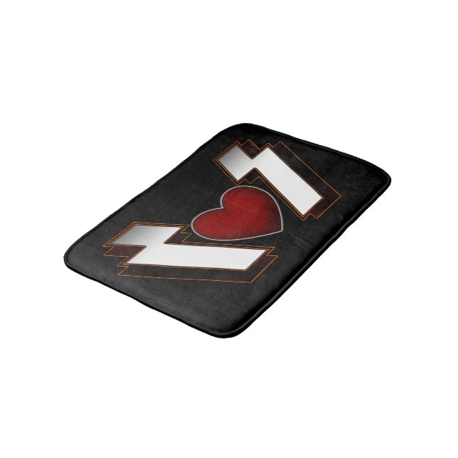 Heavy Metal Heart Badematte (Schrägansicht)