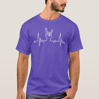 Heavy Metal Heartbeat Rock Roll Hand Horns Rock Ba T-Shirt