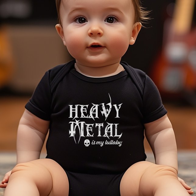 Heavy Metal ist mein Lullaby Baby Strampler (The ideal cheeky baby shower gift for parents that love their metal.)