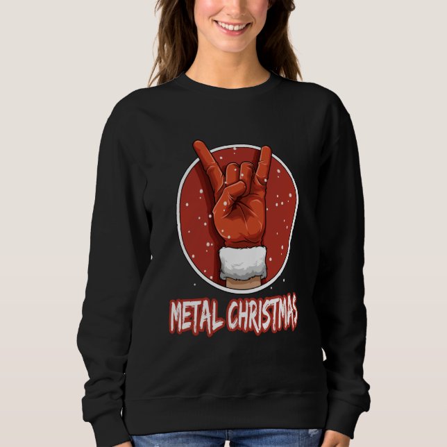 Heavy Metal Music Santa Christmas Sweatshirt (Vorderseite)