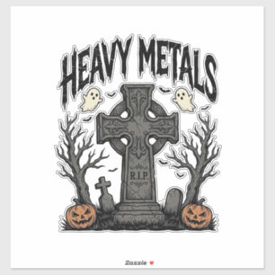 Heavy Metals Halloween-Friedhof-Vektordesign_1 Aufkleber