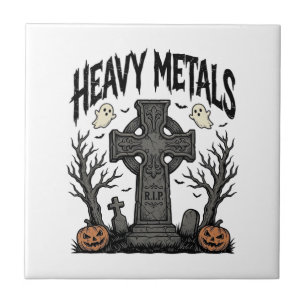 Heavy Metals Halloween-Friedhofs-Vektor-Design_1 Fliese