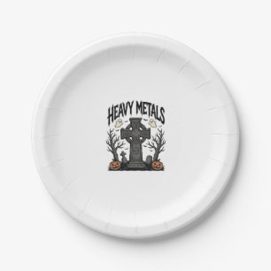 Heavy Metals Halloween-Friedhofs-Vektor-Design_1 Pappteller