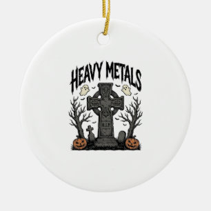 Heavy Metals Halloween-Friedhofs-Vektordesign_1 Keramik Ornament