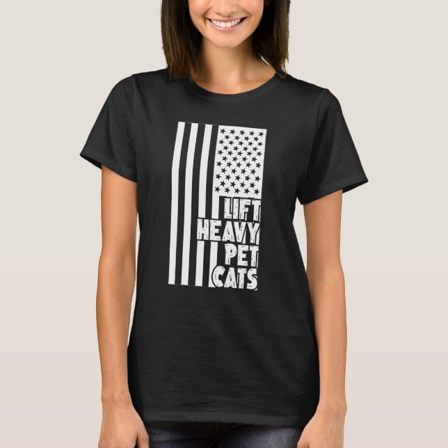 Heavy Pet Cats American Flag Graphic Cat T-Shirt (Vorderseite)