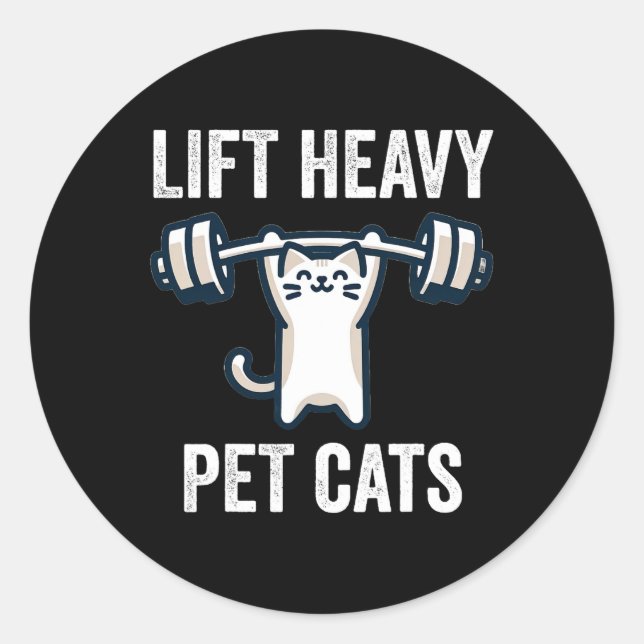 Heavy Pet Katzen Funny Gym Workout Gewicht Lifte Runder Aufkleber (Vorderseite)
